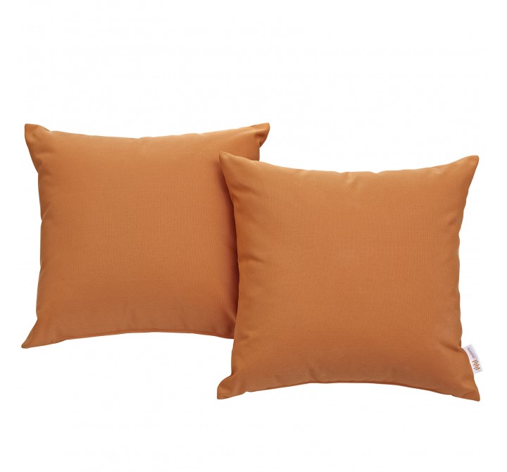 Modway Convene Two Piece Outdoor Patio Pillow Set in Orange - Set in Front Angle