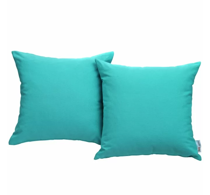 Modway Convene Two Piece Outdoor Patio Pillow Set in Turquoise - Set in Front Angle