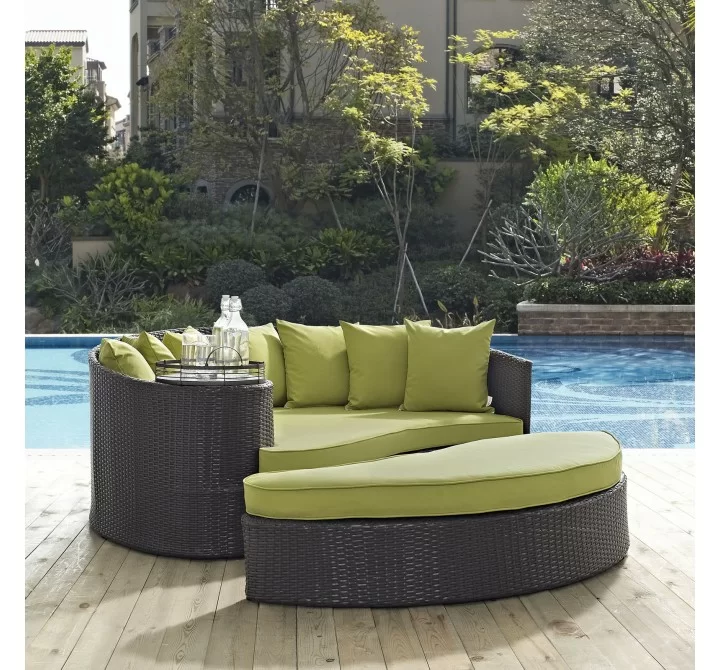 Modway Convene Outdoor Patio Daybed in Espresso Peridot - Lifestyle