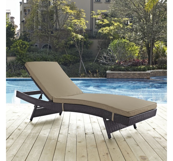 Modway Convene Outdoor Patio Chaise in Espresso Mocha - Lifestyle