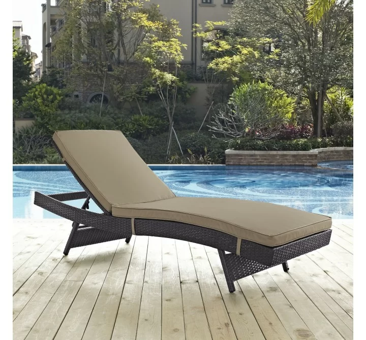 Modway Convene Outdoor Patio Chaise in Espresso Mocha - Lifestyle