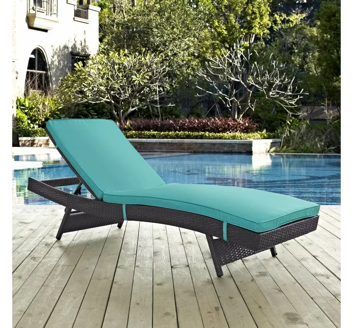 Modway Convene Outdoor Patio Chaise - Espresso Turquoise - Lifestyle