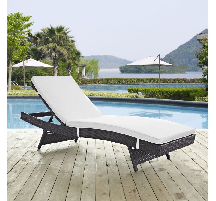 Modway Convene Outdoor Patio Chaise - Espresso White - Lifestyle