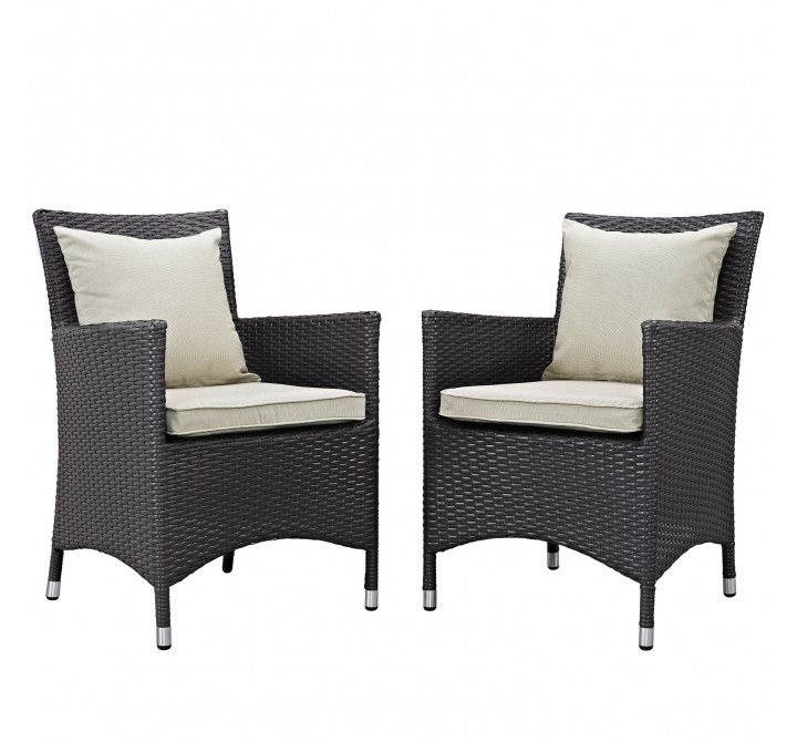 Modway Convene 2 Piece Outdoor Patio Dining Set in Espresso Beige - Set in Front Side Angle