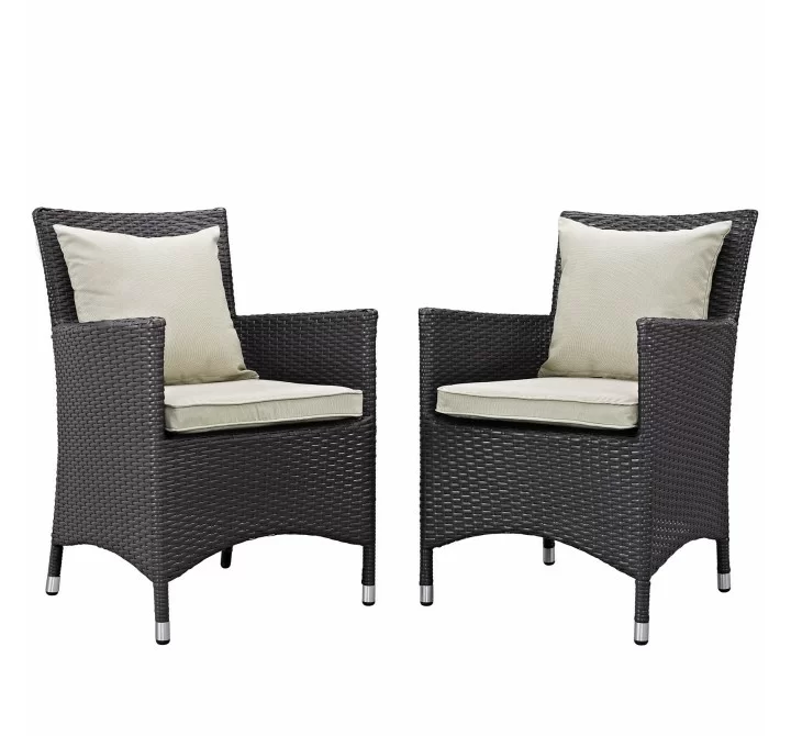 Modway Convene 2 Piece Outdoor Patio Dining Set in Espresso Beige - Set in Front Side Angle