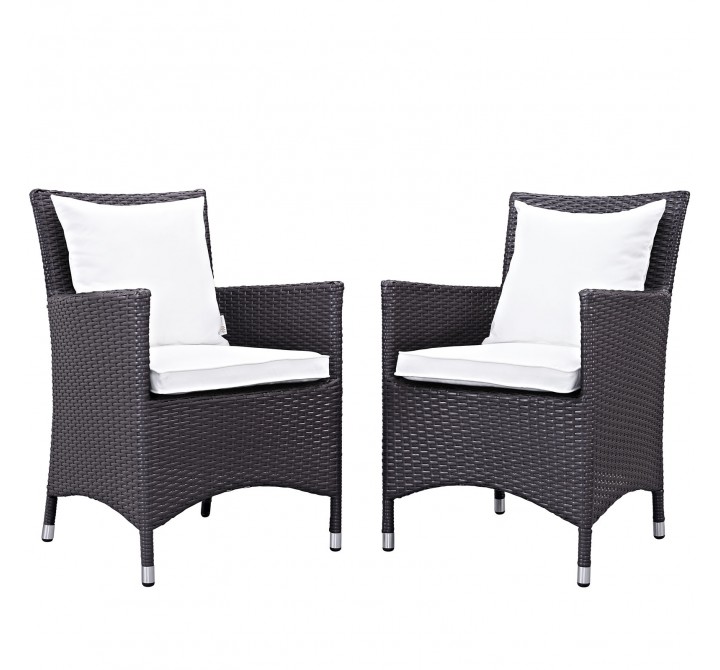 Modway Convene 2 Piece Outdoor Patio Dining Set - Espresso White - Set in Front Side Angle