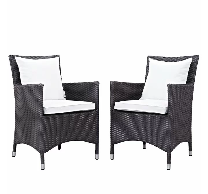 Modway Convene 2 Piece Outdoor Patio Dining Set - Espresso White - Set in Front Side Angle