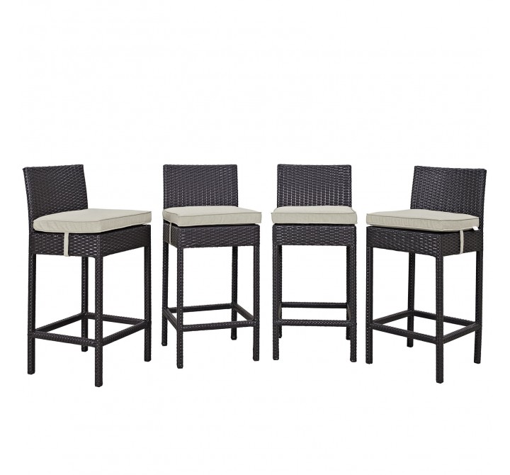 Modway Convene 4 Piece Outdoor Patio Pub Set - Espresso Beige - Set in Front Side Angle