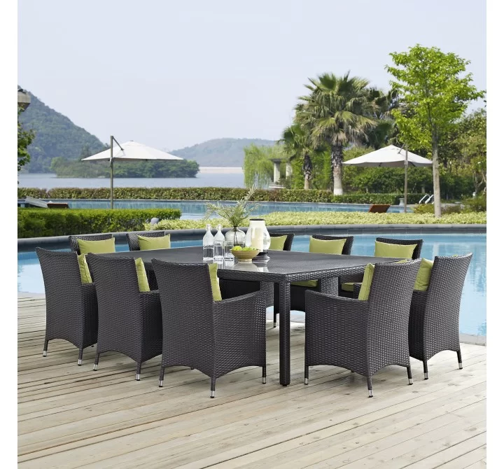 Modway Convene 11 Piece Outdoor Patio Dining Set - Espresso Peridot - Lifestyle