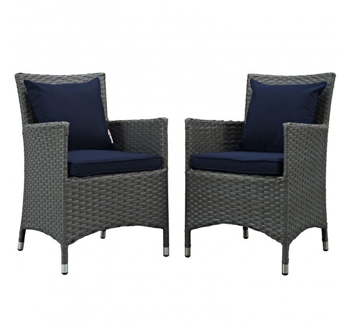 Modway Sojourn 2 Piece Outdoor Patio Sunbrella® Dining Set - Canvas Navy - Set in Front Angle