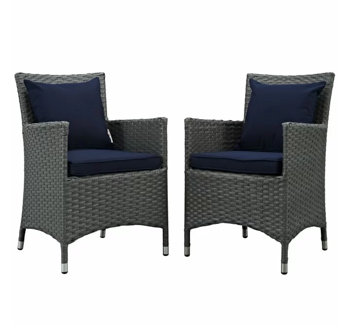 Modway Sojourn 2 Piece Outdoor Patio Sunbrella® Dining Set - Canvas Navy - Set in Front Angle