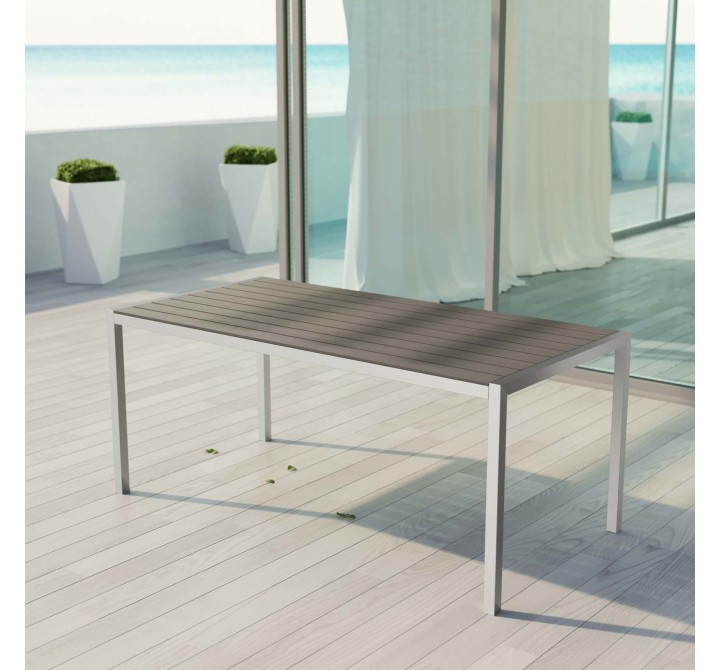 Modway Shore Outdoor Patio Aluminum Dining Table - Silver Gray - Lifestyle