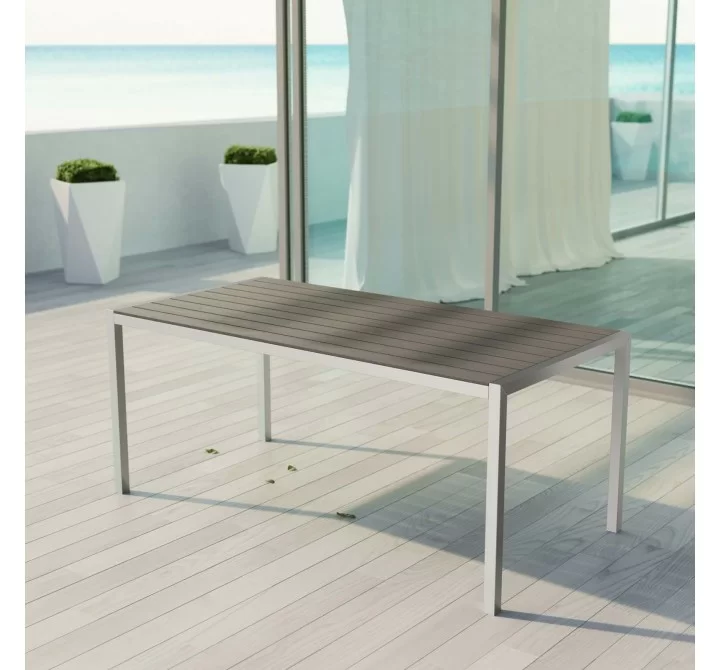 Modway Shore Outdoor Patio Aluminum Dining Table - Silver Gray - Lifestyle