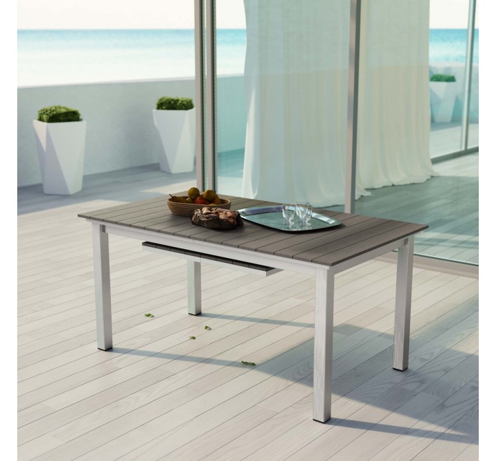 Modway Shore Outdoor Patio Wood Dining Table - Silver Gray - Lifestyle