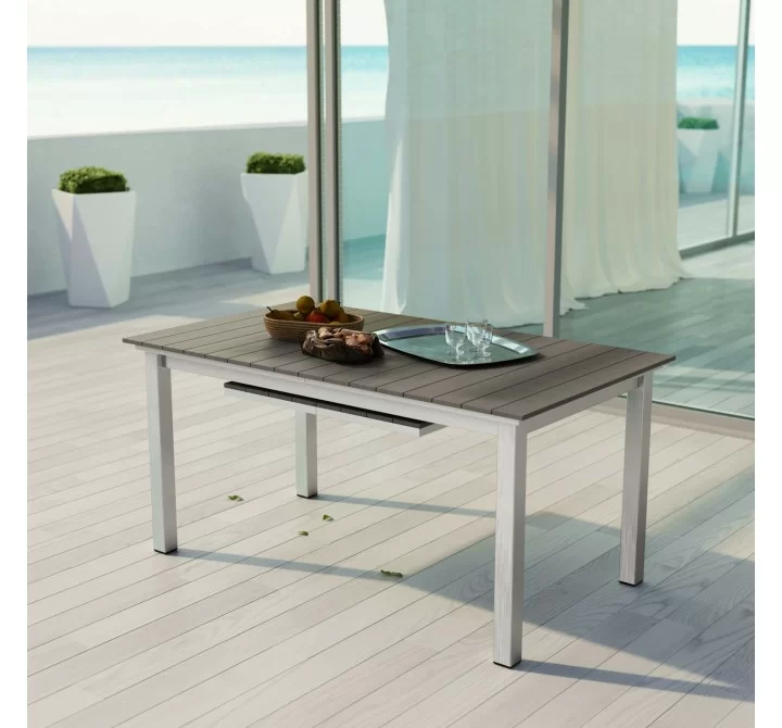 Modway Shore Outdoor Patio Wood Dining Table - Silver Gray - Lifestyle