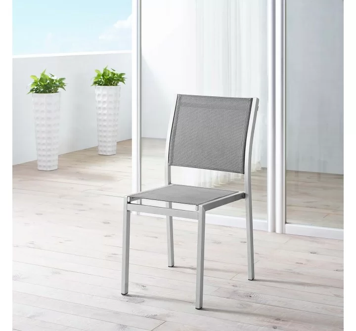 Modway Shore Outdoor Patio Aluminum Side Chair in Silver Gray - Lifestyle