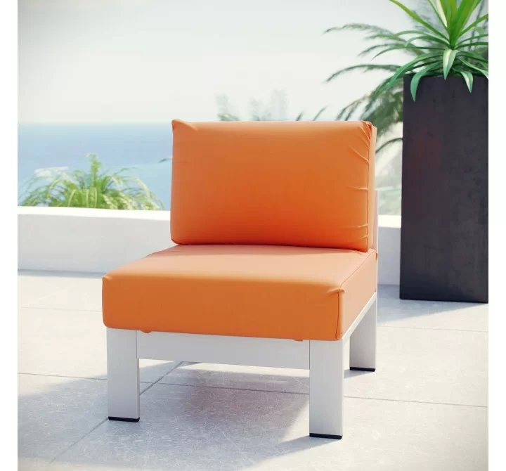 Modway Shore Armless Outdoor Patio Aluminum Chair - Silver Orange - Lifestyle