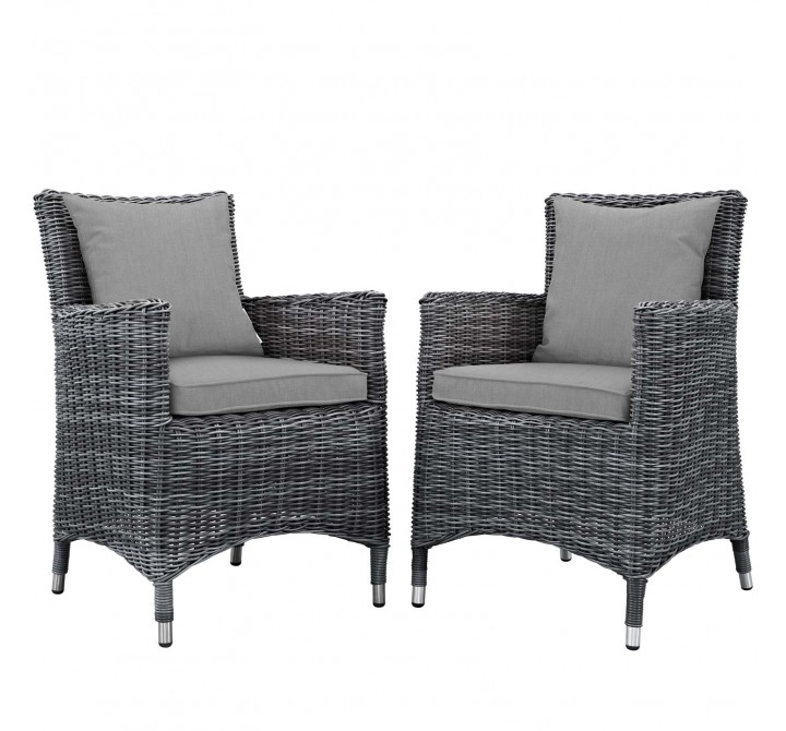 Modway Summon 2 Piece Outdoor Patio Sunbrella® Dining Set in Antique Canvas Gray - Set in Front Angle