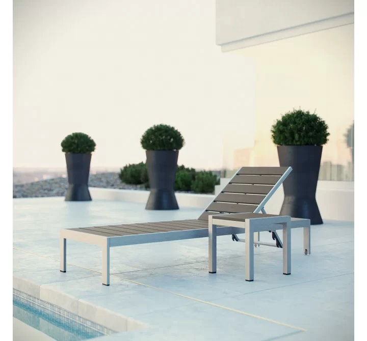 Modway Shore 2 Piece Outdoor Patio Aluminum Set - Silver Gray - Lifestyle