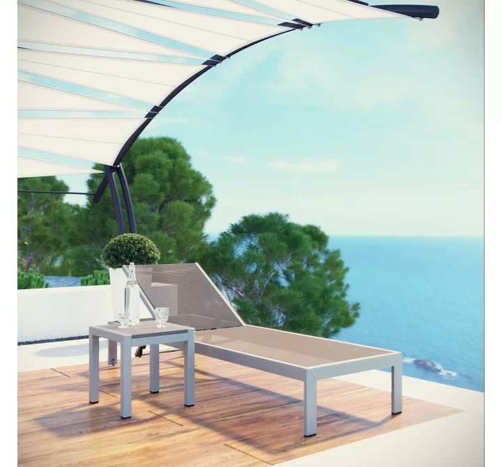 Modway Shore 2 Piece Outdoor Patio Aluminum Set - Silver Gray - Lifestyle