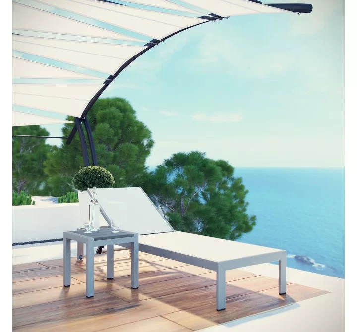 Modway Shore 2 Piece Outdoor Patio Aluminum Set in Silver White - Lifestyle