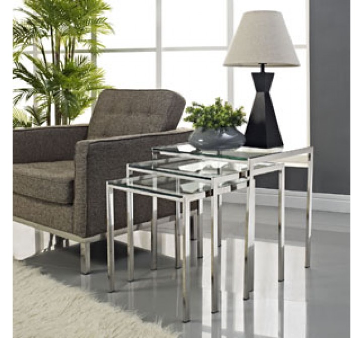 Modway Nimble Nesting Table in Silver