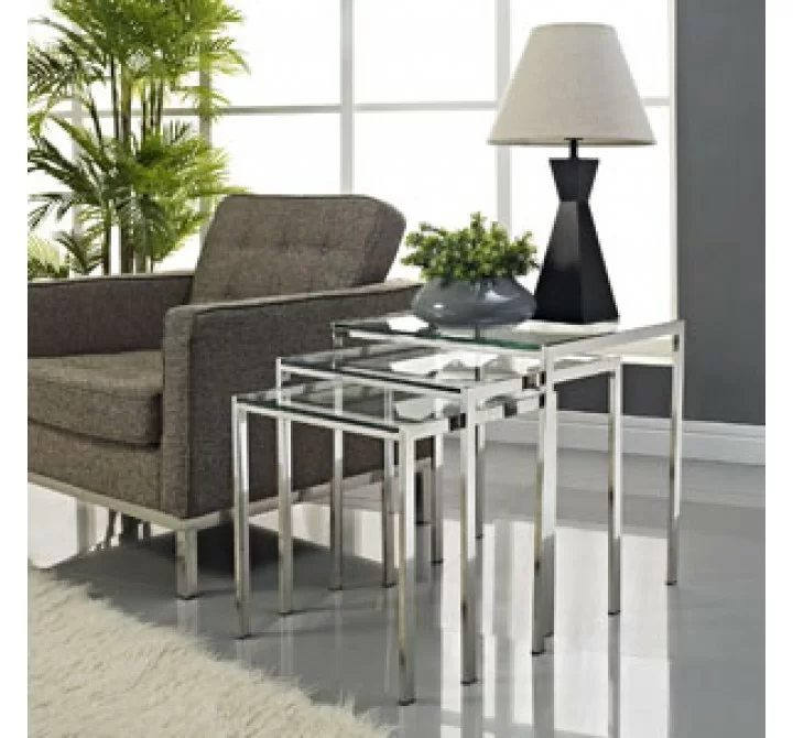 Modway Nimble Nesting Table in Silver