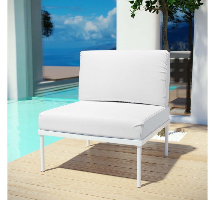 Modway Harmony Armless Outdoor Patio Aluminum Chair in White White - Lifestyle