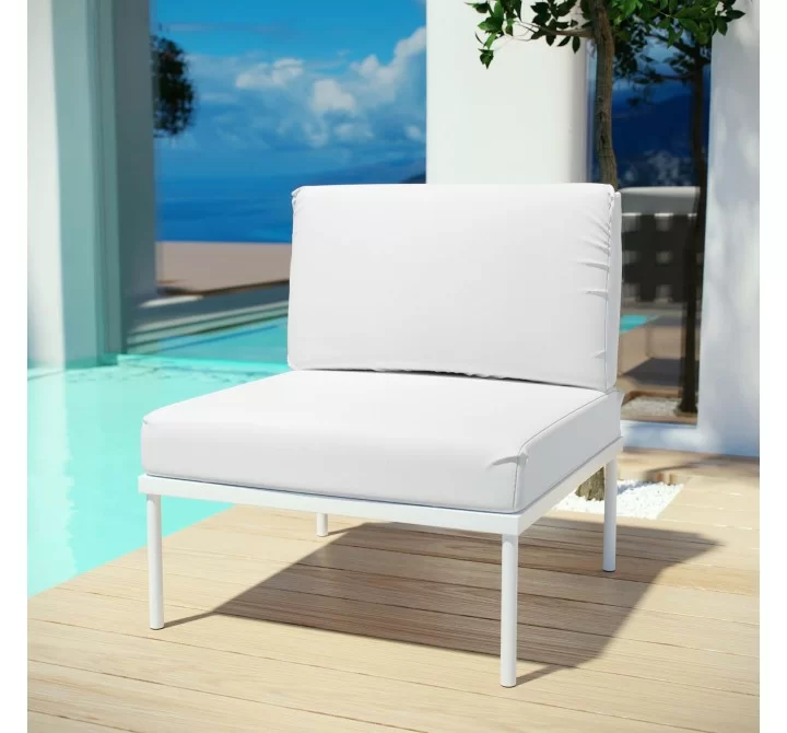 Modway Harmony Armless Outdoor Patio Aluminum Chair in White White - Lifestyle