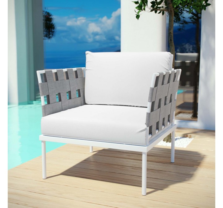 Modway Harmony Outdoor Patio Aluminum Armchair in White White- Lifestyle