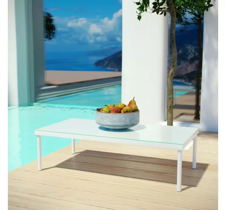 Modway Harmony Outdoor Patio Aluminum Coffee Table - White - Lifestyle