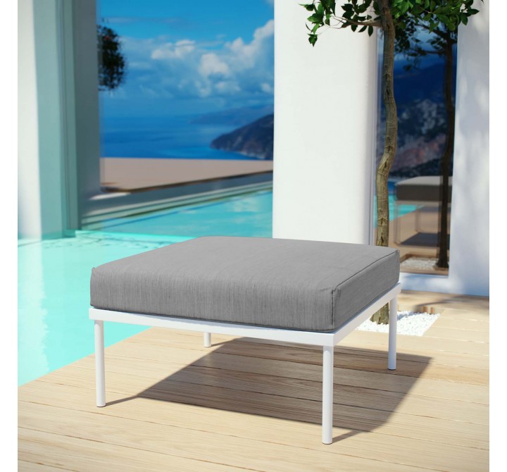 Modway Harmony Outdoor Patio Aluminum Ottoman in White Gray - Lifestyle