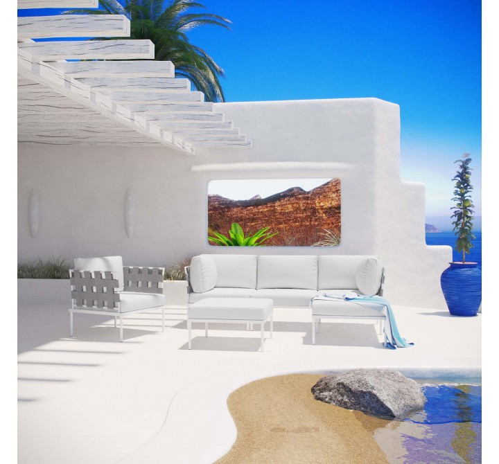 Modway Harmony 6 Piece Outdoor Patio Aluminum Sectional Sofa Set - White White - Lifestyle