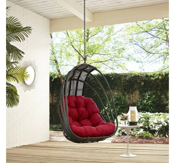 Modway Whisk Outdoor Patio Swing Chair Without Stand in Red - Lifestyle