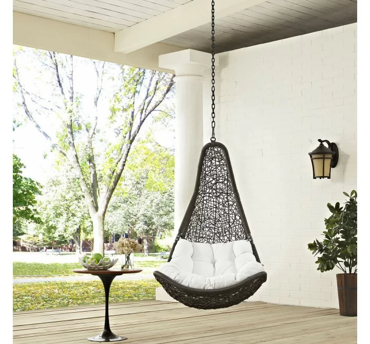 Modway Abate Outdoor Patio Swing Chair Without Stand in Gray White - Lifestyle