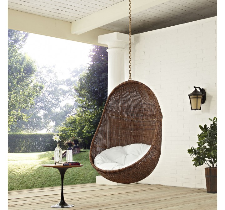 Modway Bean Outdoor Patio Swing Chair Without Stand - Coffee White - Lifestyle