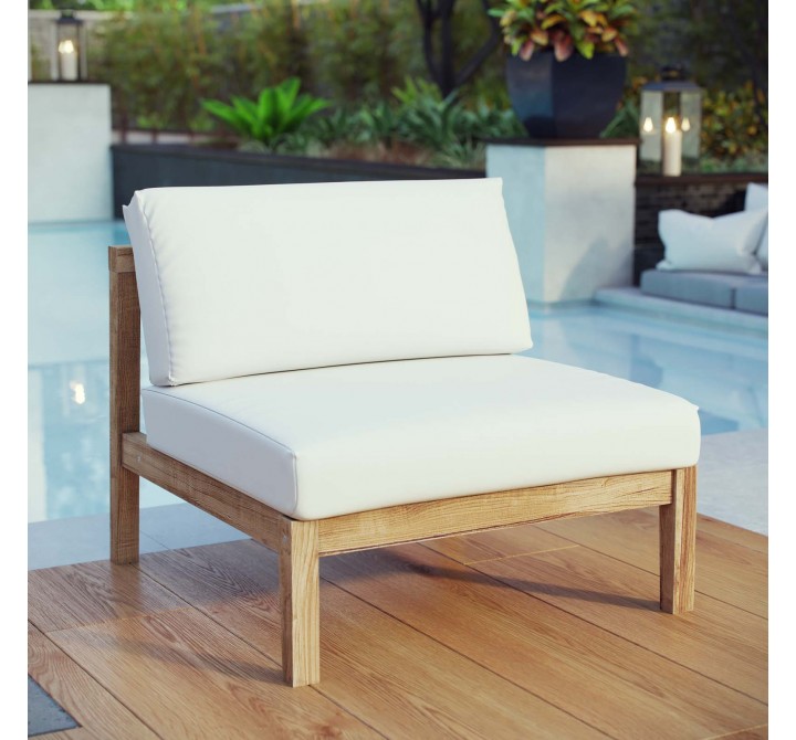 Modway Bayport Outdoor Patio Teak Armless - Natural White - Lifestyle