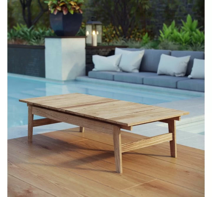 Modway Bayport Outdoor Patio Teak Coffee Table - Natural - Lifestyle