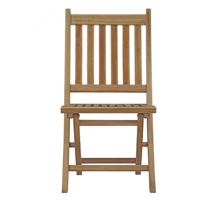 Modway Marina Outdoor Patio Teak Folding Chair - Natural - Front Angle