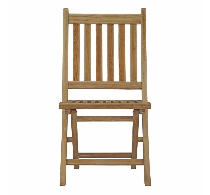 Modway Marina Outdoor Patio Teak Folding Chair - Natural - Front Angle