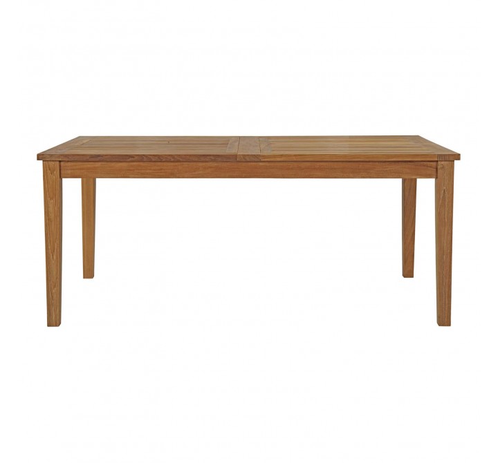 Modway Marina Extendable Outdoor Patio Teak Dining Table - Natural - Front Angle