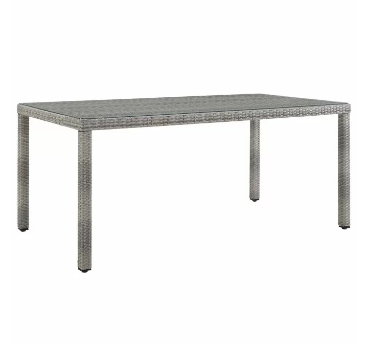 Modway Aura Outdoor Patio Wicker Rattan Dining Table - Gray in 68'' - Front Side Angle