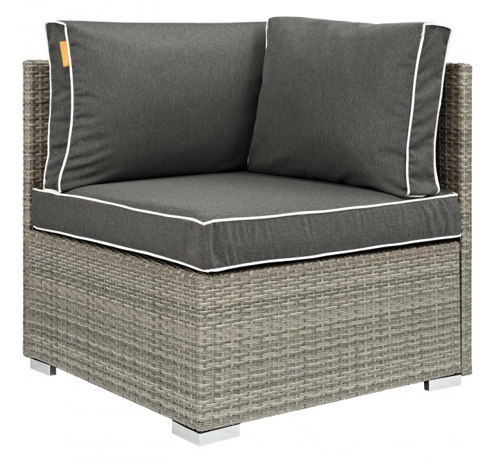 Modway Repose Outdoor Patio Corner in Light Gray Charcoal - Front Angle