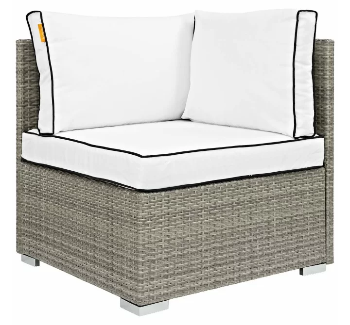 Modway Repose Outdoor Patio Corner - Light Gray White - Front Angle
