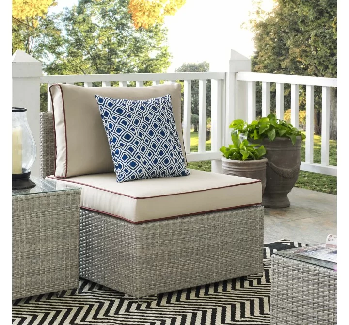 Modway Repose Outdoor Patio Armless Chair in Light Gray Beige - Lifestyle