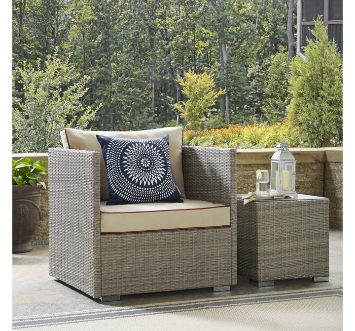 Modway Repose Outdoor Patio Armchair - Light Gray Beige - Lifestyle