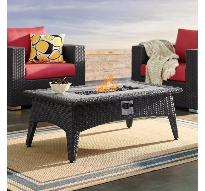 Modway Splendor 43.5" Rectangle Outdoor Patio Fire Pit Table - Espresso - Lifestyle