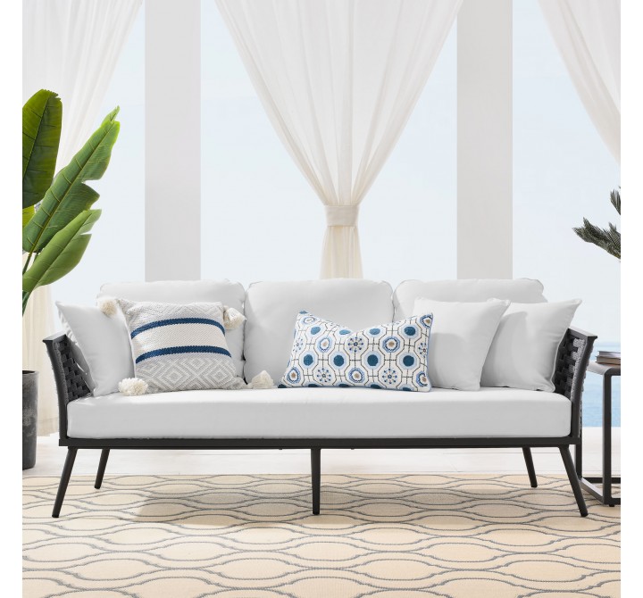Modway Stance Outdoor Patio Aluminum Sofa - Gray White - Lifestyle