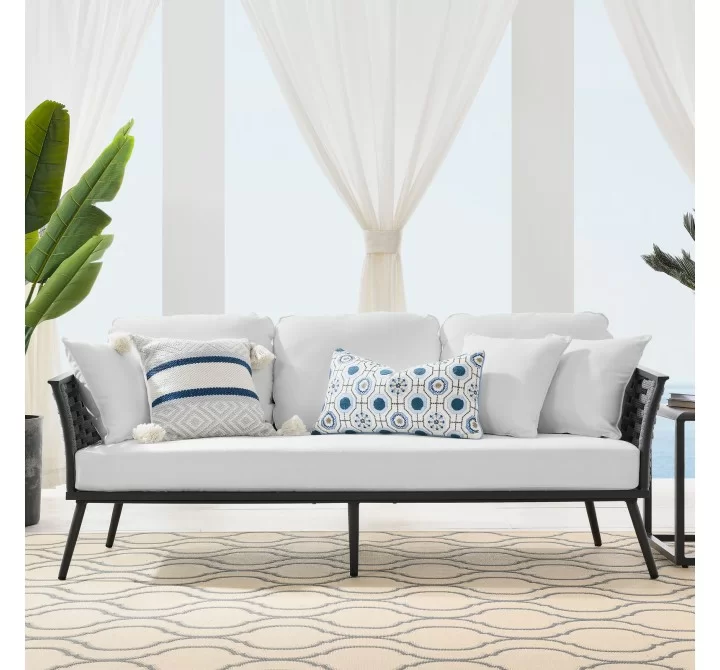 Modway Stance Outdoor Patio Aluminum Sofa - Gray White - Lifestyle