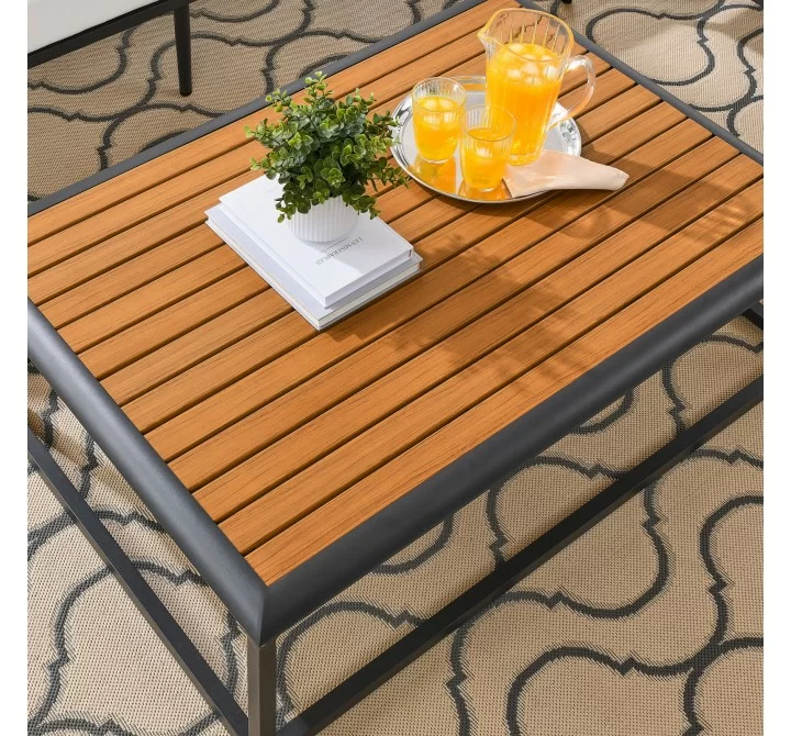Modway Stance Outdoor Patio Aluminum Coffee Table in Gray Natural - Lifestyle